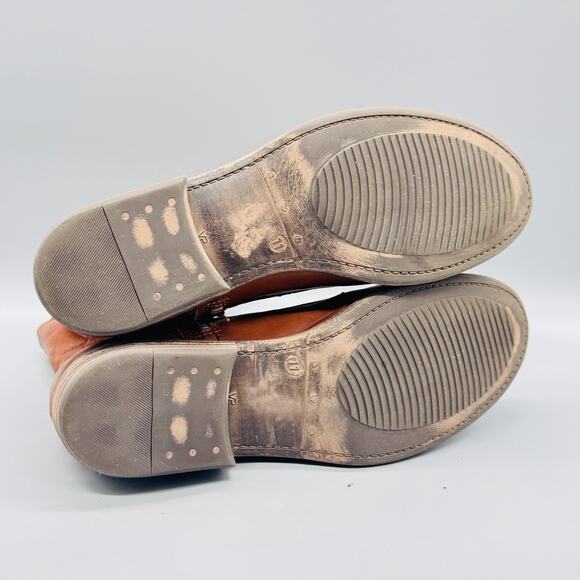 Miz Mooz Boots Womens 11 Brown Leather Leighton Mid Calf Biker Strap Zip Shoes - Picture 8 of 10